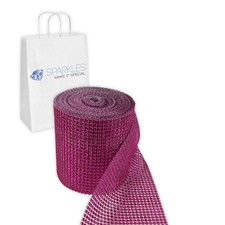 Fuchsia 24 Row Diamond Rhinestone Ribbon Trim Mesh Wrap 10 Yards - Wedding lm