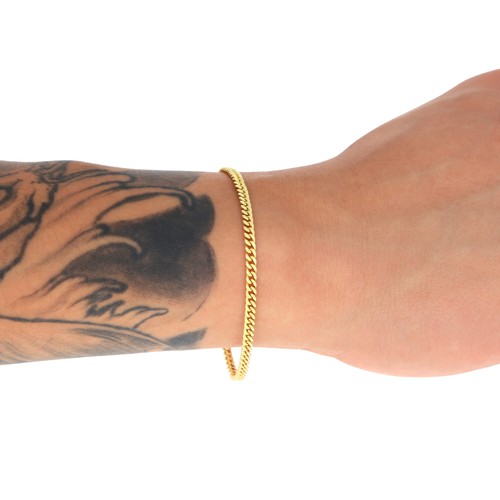 14K Yellow Gold 3mm Miami Cuban Link Chain Bracelet Men Women 7" 7.5" 8" 8.5" 9" - Picture 3 of 72