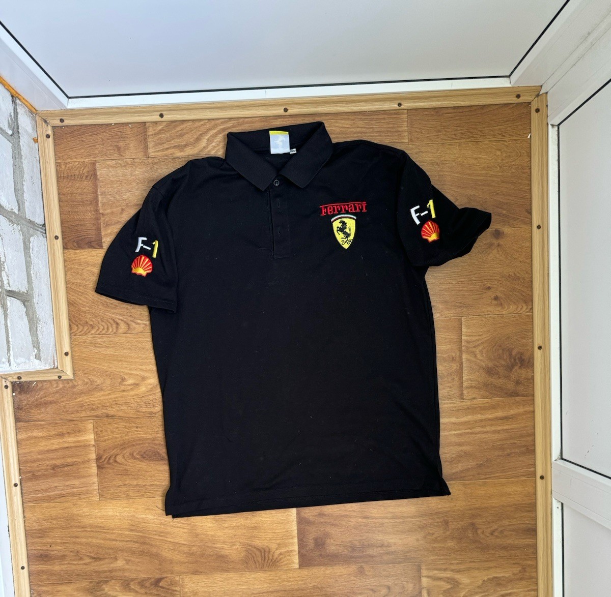 Vintage 90s Ferrari Racing Cars Embroidered Mens XL Short Sleeve Polo Shirt