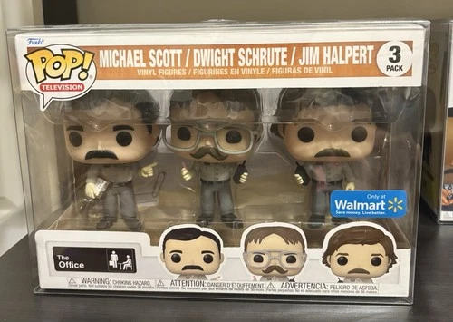 Funko Pop! The Office Michael  Dwight Jim 3-Pack Walmart Exclusive W/Protector
