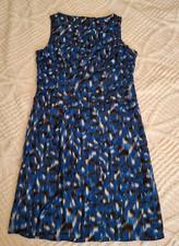 Ann Taylor Women's Size 10 Silk Sheath Dress Blue Tiered Sleeveless Lined