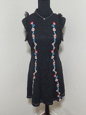 Altar'd State Embroidered Lace Jaenie Mini Dress Black Sz L Dark Romantic Gothic