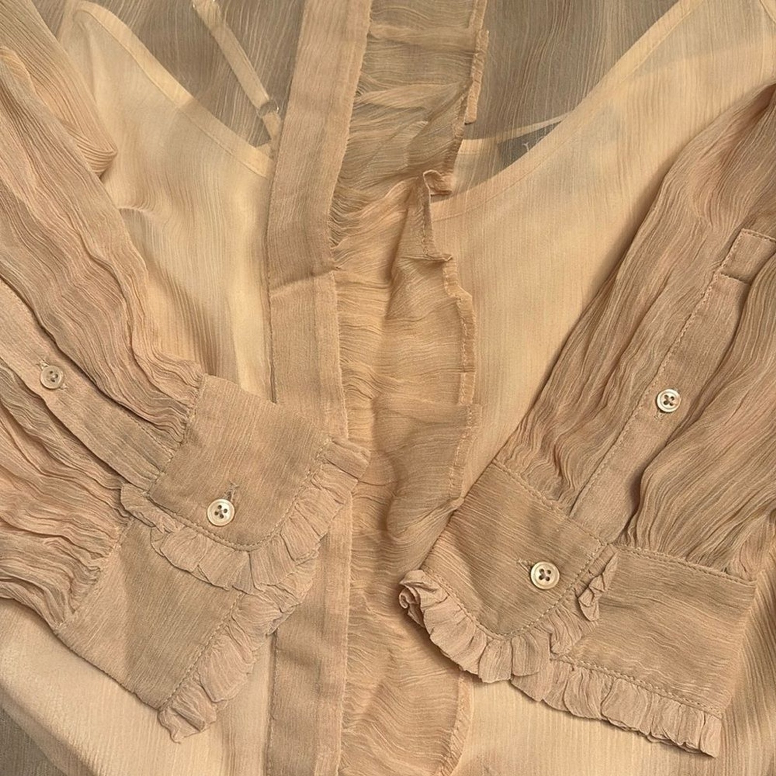 J Crew women’s Ruffle button-up shirt crinkle chi… - image 5