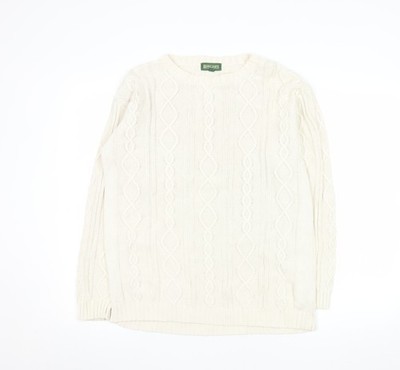 Rowland's Herren Pullover Elfenbein Zopfmuster Baumwolle Größe S