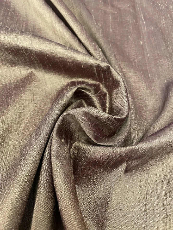 100% Silk Dupion Fabric Two Tone Shot Coffee & Burgundy - Image 2 of 3