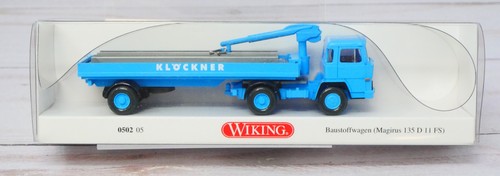 Camión Wiking 050205, Magirus 135 D 11 FS, material de construcción Klockner, escala HO | Zustand: New