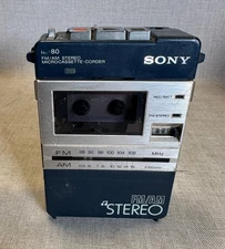 Sony M-80 AM/FM Stereo Microcassette-Corder - RARE!  FOR PARTS!  READ!