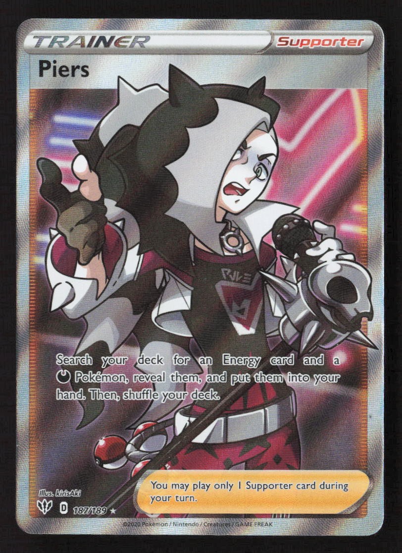 Piers (Full Art) Ultra Rare SWSH03: Darkness Ablaze 187/189 NM