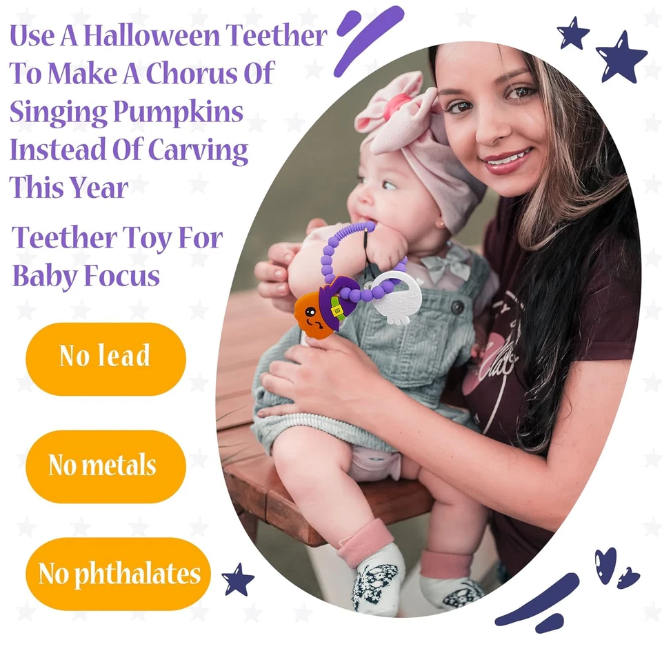 Big Spinach Pumpkin Teether Cute Ghouls Ring Teething Toy and Blind Box Silicone - Image 4 of 4