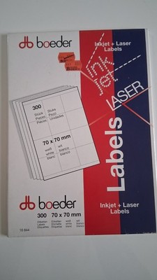 db boeder Inkjet + Laser Labels 264 Etiketten 70x70 mm Weiß Copy Original Kopier