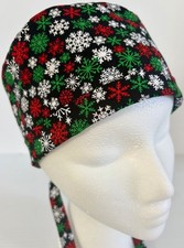 Christmas Snowflake Lined Medical Skull Scrub Cap Surgery Chef Chemo Hat
