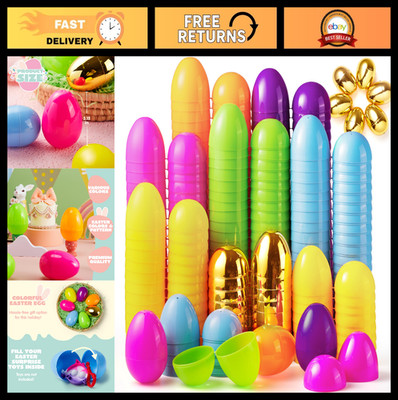 994 PCS Fillable Plastic Easter Eggs Set - 6 Golden Eggs, Large Empty Shells for