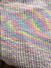 Large Snuggly Pastel Rainbow Pram Pompom Blanket