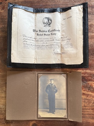 1919 WWI Honorable Discharge Papers U.S. Navy USS Pampanga New Orleans W/ Photo