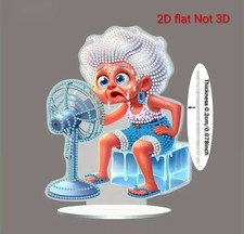 LADY COOLING OFF Completed Handmade Diamond Painted  Swinging Decoration
