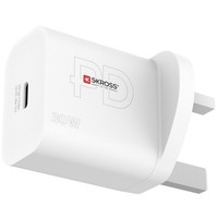 Skross Reiseladegeraet Uk Stecker USB-C Pd 30W Schnellladegeraet Weiss Netzteil