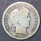 1907 P Barber Dime 90% Silver Philadelphia Mint Liberty Head USA Coin