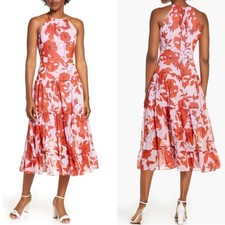 Eliza J Floral Tiered Chiffon Midi Dress