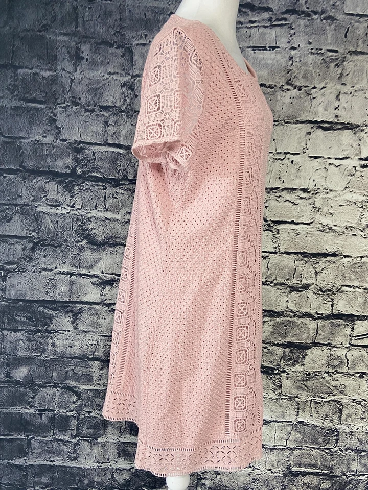 Vestido Abercrombie & Fitch Feminino Grande Crochê Renda Manga Curta Boho Floral - Imagem 3 de 4