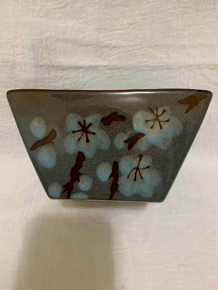 Juego de 4 cuencos cuadrados tranquilos de sopa/cereal Pier 1 gres flor de cerezo 6x6x3 Foto 3 de 4