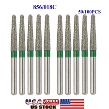 50/100PCS Diamond Burs 856/018C Round End Taper Coarse Friction Grip High Speed