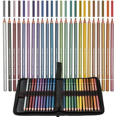 Metallic Pencils Oil Based Wooden Colored Pencil Set Adults Coloring Art Draw