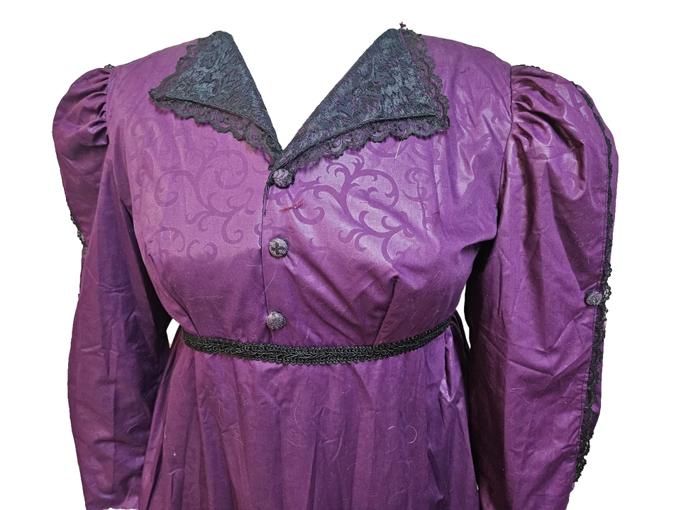 JANE AUSTEN Regency Dress COTTON FULLY LINED UNDER 42" BUST  WITH HAT & CHOKER - Image 2 of 4