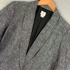 J.Crew Linen Blazer Women's Size 6 Grey One Button Classic Professional Office