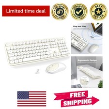 Stylish Wireless Keyboard and Mouse Set with Detachable Keycaps - White-Milky