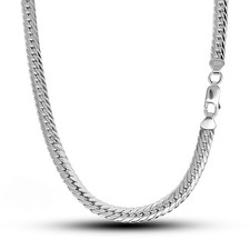 925 Sterling Silver 6mm Flat Snake Curb Chain Link Necklace for Men  Women