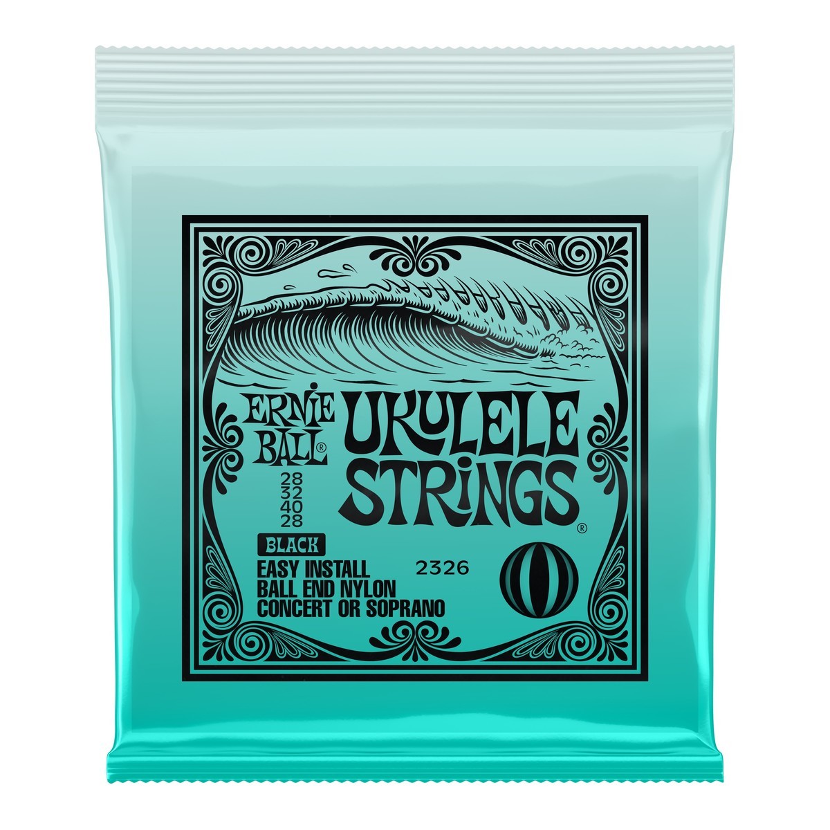 Ukulele Strings Ernie Ball Concert Soprano Black 100% Genuine