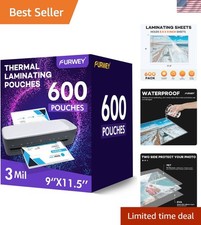 600 Pack Thermal Laminating Sheets, 3 Mil, 9x11.5 for Clear Document Protection
