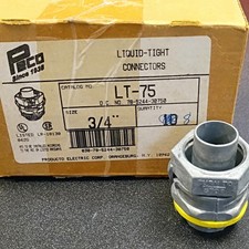 Peco Liquid-Tight Connector 3/4" LT-75 Threaded Gray/Yellow Made In USA Lot Of 8