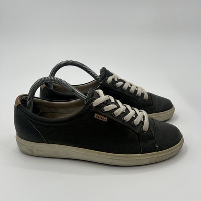 Ecco Soft 7 Shoes Womens 40 US 9 Black Leather Low Lace Casual Sneakers