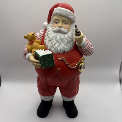 Department 56 HO HO HO Santa With Pipe Reading Bear Pocket Watch Figure Read