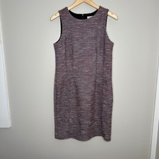 LOFT Women's Pink Tweed Sheath Sleeveless Zipper Back Dress Business 10P NWT