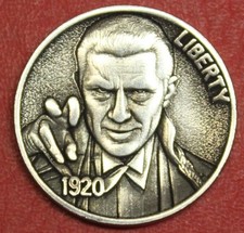HOBO Buffalo Nickel Dracula / Bela Lugosi Made from a Real US Buffalo Nickel