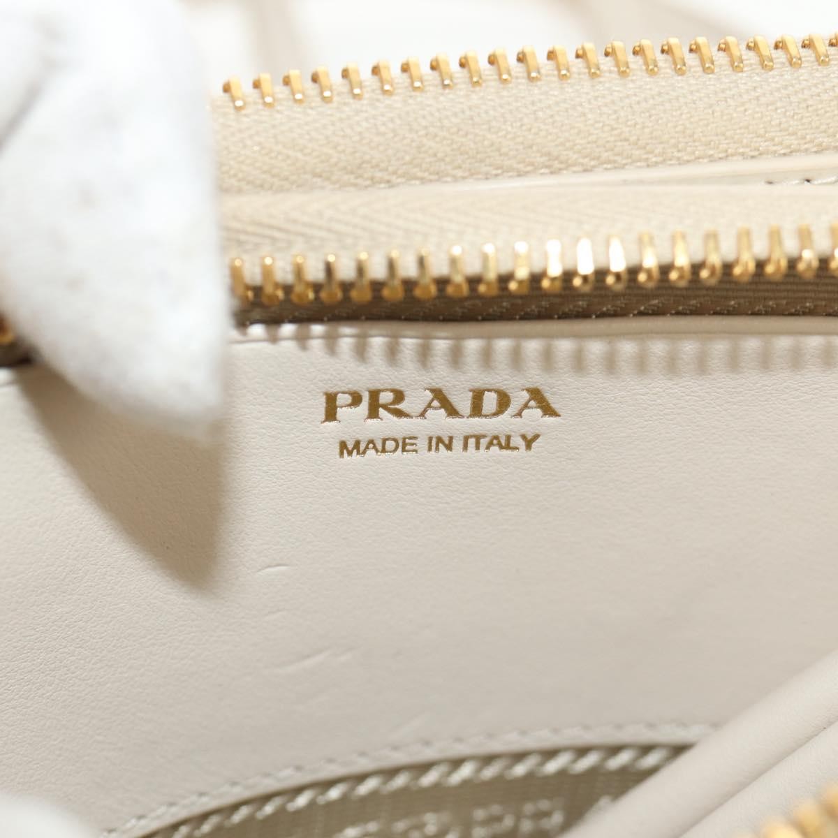 PRADA Triangle Mini Pouch Enamel 2way Ivory Gold 1NR015 Auth 147726M thumbnail 24