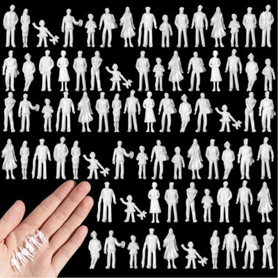 100 Miniature Figures 0.79 Inch People Model Making Scale 1:100 Sitting and S...