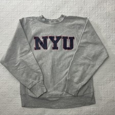 Vintage 80s Champion Reverse Weave NYU Sweatshirt w Blue  Red Logo Pre-owned