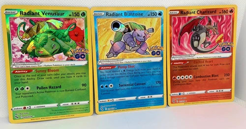 Radiant Venusaur Charizard Blastoise SEQ set Pokemon Go TCG Pokemon Card PSA 8+