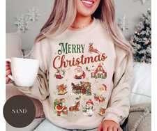 Retro Christmas Santa Sweatshirt Trendy Fashion Holiday Gift