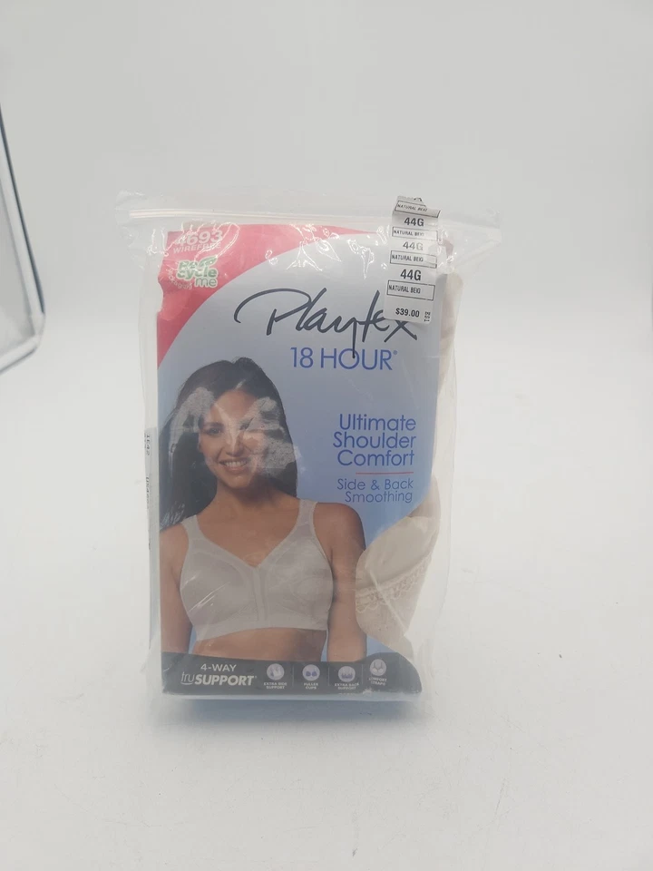 Nuevo en Paquete Sujetador Playtex 18-Hr Active Ultimate Shoulder Comfort 4693 Talla 44G Beige Natural Foto 2 de 4