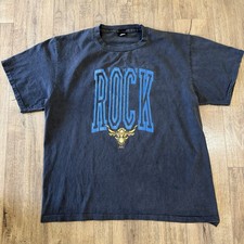 Vintage VTG 90  s Wrestling T-Shirt The Rock Bull WWF Shirt Black Size XL Titan