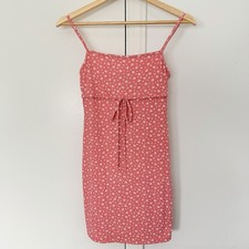 Urban Outfitters Mini Dress Size Small Pink Ribbed Floral Lined Babydoll Y2K