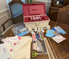 Wilton  Vintage Cake Decorating Box Partial Complete With Tips & Tools and More