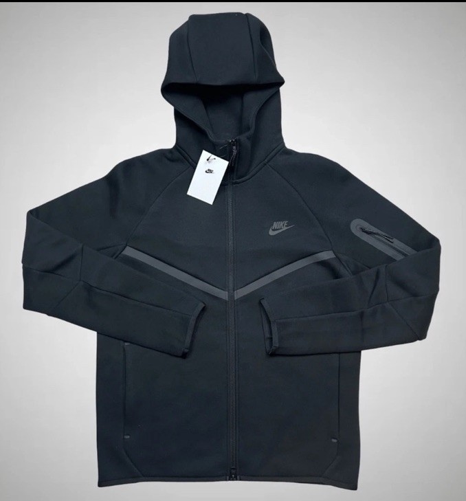 Nike Air Tech Fleece Windrunner Black Hoodie Full Zip Men Sz XL