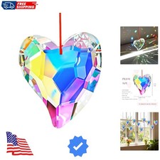 70mm Heart Crystal Prisms Suncatchers Colorful Sun Catcher Indoor Window Glas...