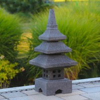 Japanische Steinlaterne Pagode 50Cm Steinmetzarbeit Aus Lavastein Frostfest