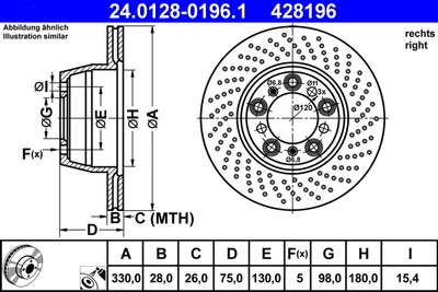 ATE 24.0128-0196.1 Brake Disc for Porsche